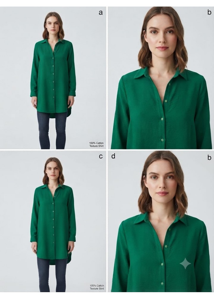 Yeşil yumuşak dökümlü kumaş tunik