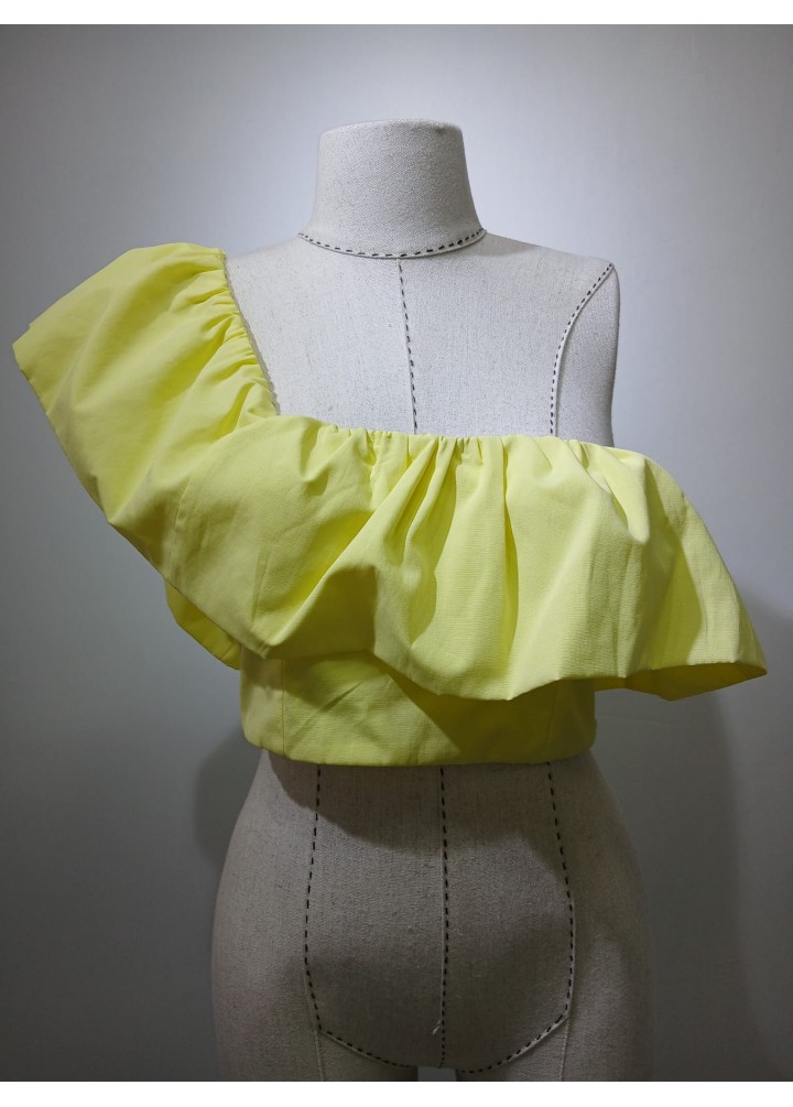 LİMON SARISI TEK OMUZ CROP